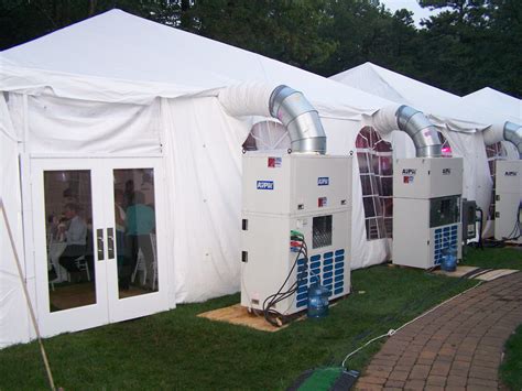 Air conditioning in tent - Portable air conditioners. Rent air conditioners to cool a tent 30 to 40 degrees and to lower humidity levels. A thermostat allows you to control the ...